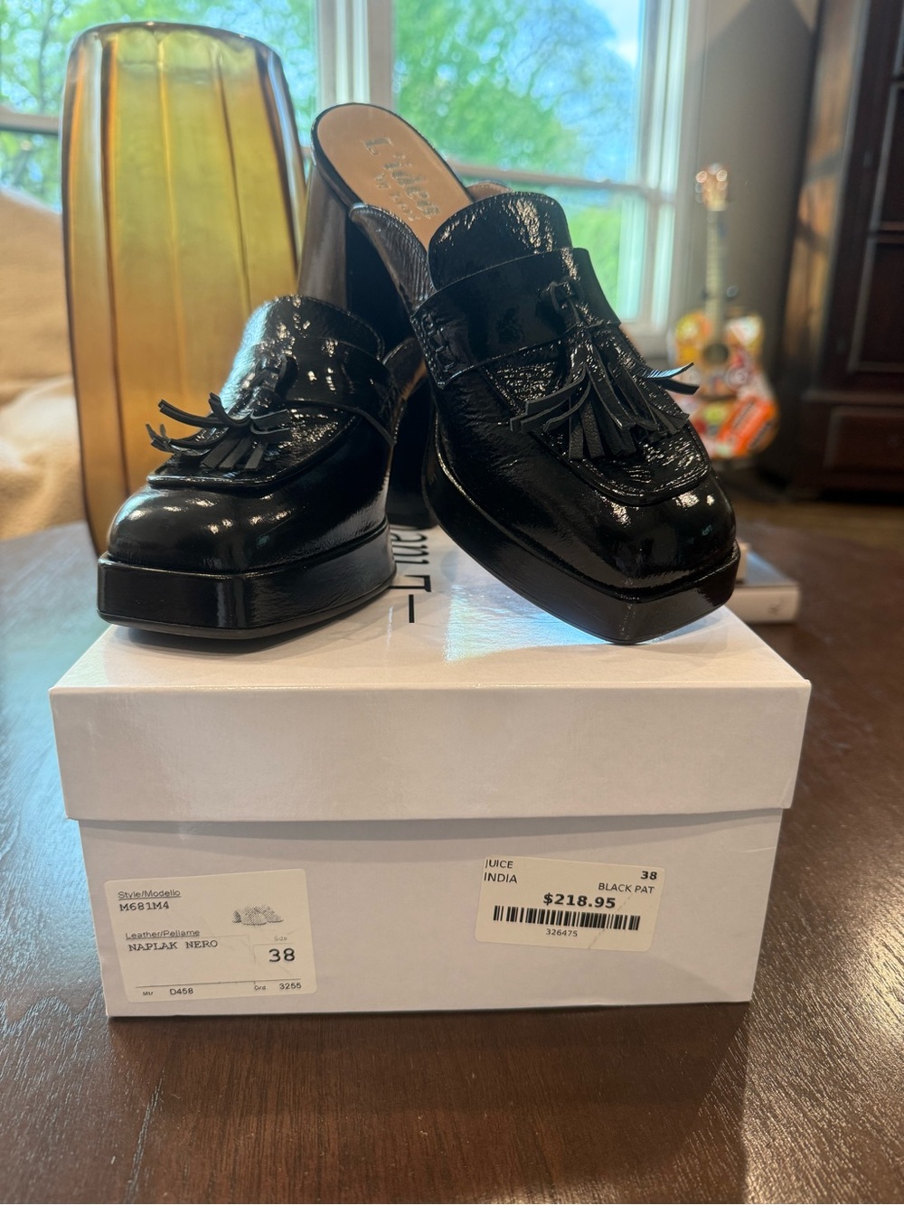 Black Patent Tassel Platform Slip-On Loafer